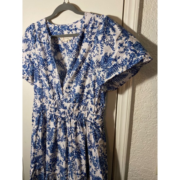Maeve Anthropologie Somerset Maxi Blue White Floral French Country Club Dress - Picture 3 of 8